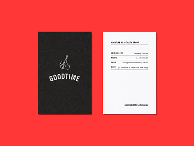 Goodtime Business Card archive brand identity branding business card design goodtime throwback thumbs up typography
