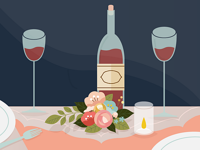 Romantic Evening arrangement couple dinner evening floral flower intimate romantic table wedding wine wineglass
