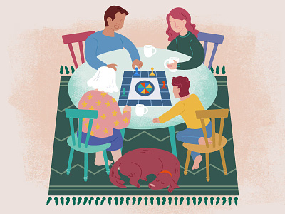 Being Thankful board game child dog enjoyment family family time grandma illustration living room parents sunday table textures thankful thanksgiving