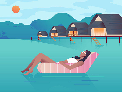 Fiji Islands beach fiji floaty illustration islands pool relaxation suntanning tropical vacation vector woman