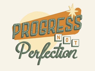 Progress Not Perfection design illustration lettering procreate typography