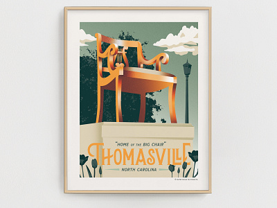 Thomasville, NC Travel Poster design illustration landmark lettering north carolina poster print thomasville travel poster vector vintage