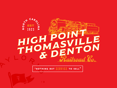 High Point Thomasville & Denton Railroad Co. Shirt design illustration lettering north carolina railroad shirt train vector