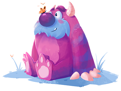 Cute Pink Monster design illustration