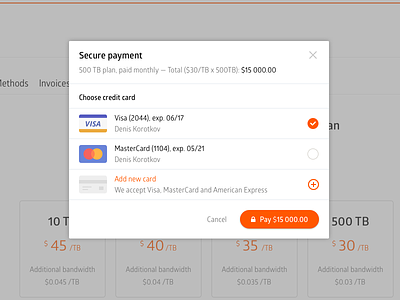 Payment Modal cards modal pay payment ui ux