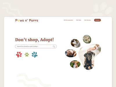 Pet Adoption Website branding design pet adoption ui website