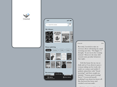 Unwind - An E-reader app branding design mobile mobile app ux writing