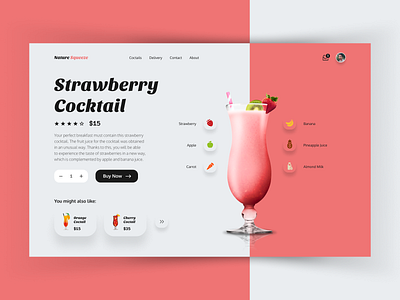 Nature Squeeze Cocktails coctail concept design fruits typography ui ux web web design webdesign website