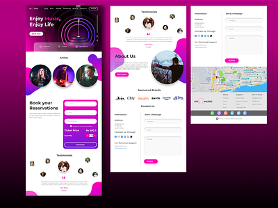 Music Event Booking Website Landing Page design landingpage ui uiux ux website