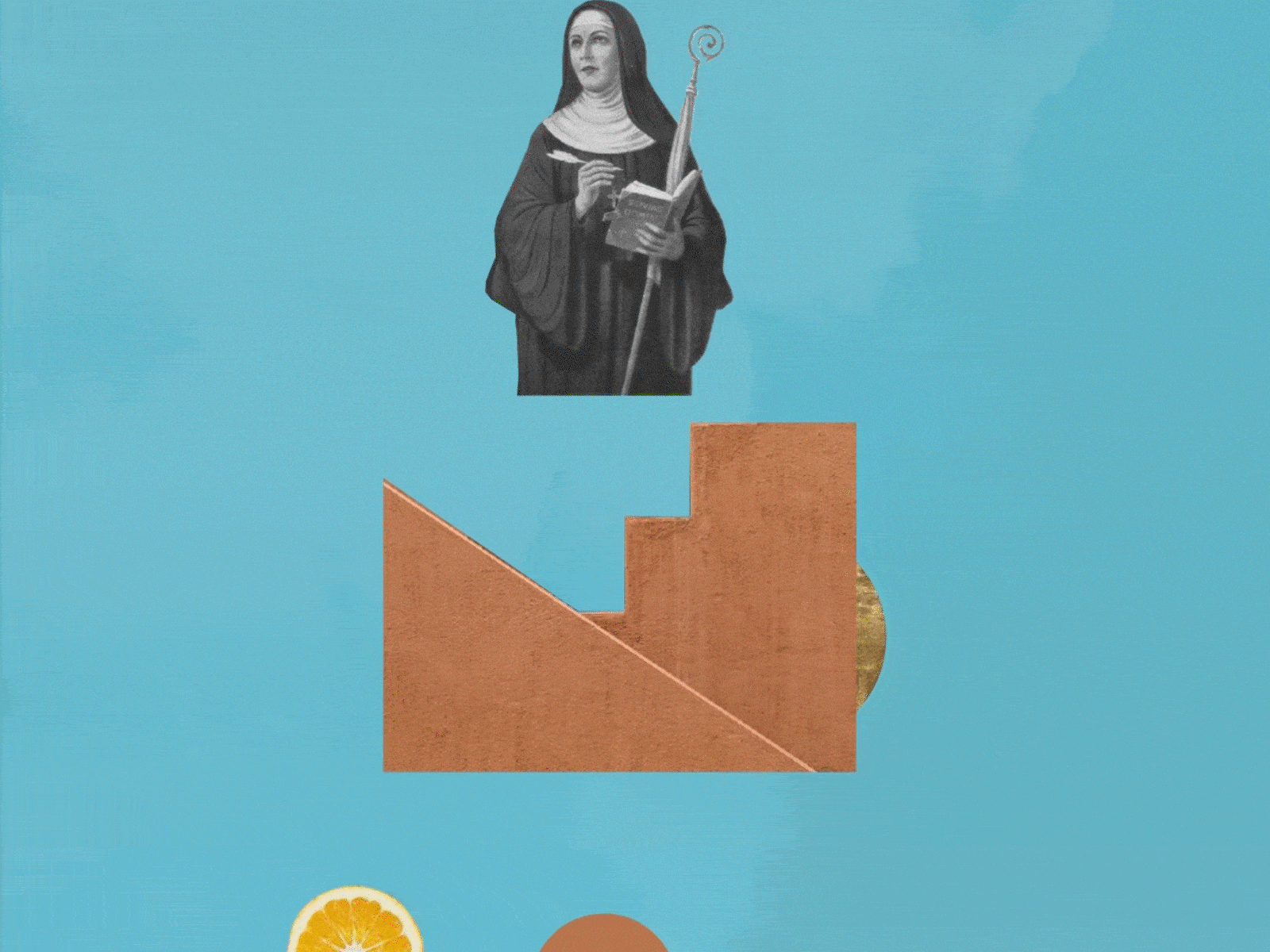 Hildegard of Bingen adobeillustator aftereffects collage collageart fruit hildegard lemon religious saint