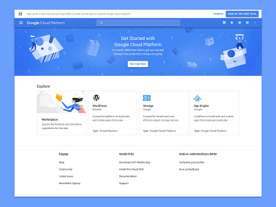 Google Cloud Platform Getting Started branding cloud design developer illustration onboarding ui ux web