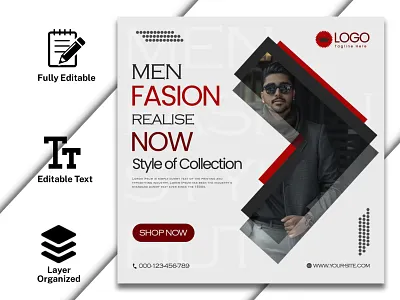 Men Fasion Realise New Collection Social Media Poster Banner ads ads design banner banner design branding design fasion illustration minimalist logo post poster poster design social media poster vector