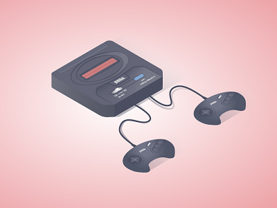 Sega Mega game illutration isometric retro sega genesis vintage