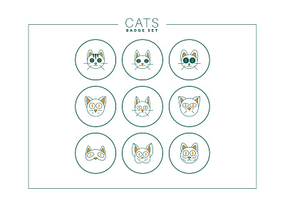 Cats Badge Set badge vector