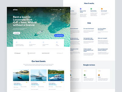 Rent a Boat Landing Page Design boat service ui