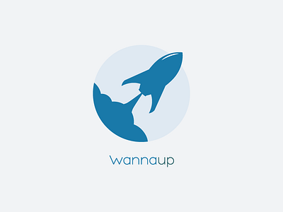 Feeling Blue badge blue branding illustration logo rocket vector wannaup