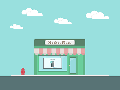 Come in we're open design flat illustration interactive market retail shop uolli vector wannaup