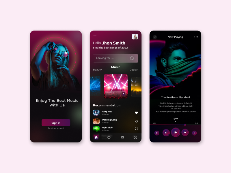 Music Mobile App UI Design by Sania Rahman on Dribbble