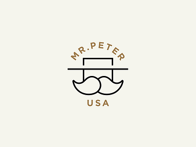 Mr.Peter branding. hat logo logotype mustege usa
