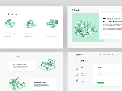 Hyperb commercial corporate green identity logo real estate ui ux web website