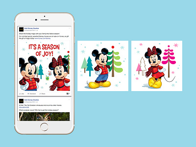 Disney Christmas campaign 2d banner clean design facebook illustration social ui ux web