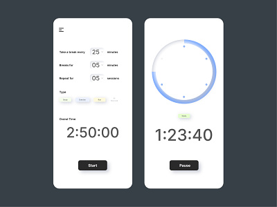 Pomodoro Learning App countdowntimer dailyui dailyuichallenge day14 pomodoro ui