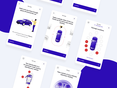 Steps to complete a claim on your vehicle app call to action dashboard design icons illustration ui ux