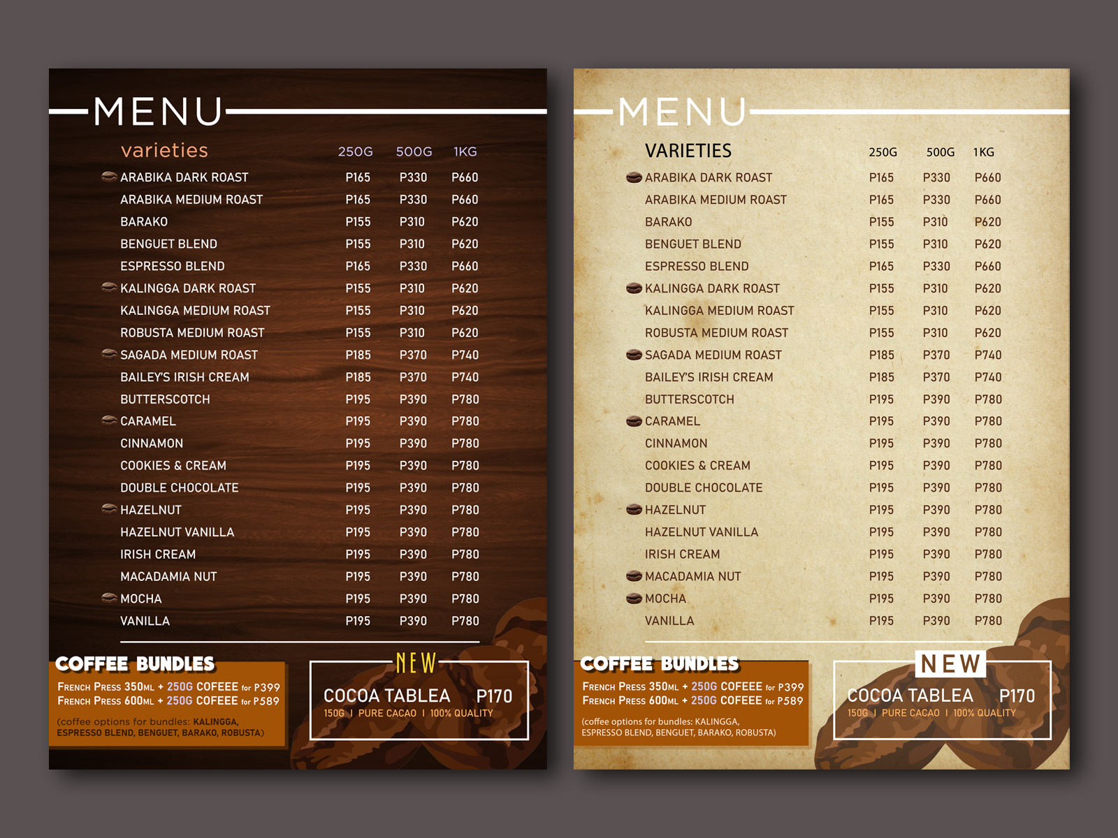 Coffee Shop Menu Sample By Jude Michael On Dribbble
