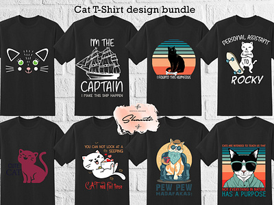 Cat T-Shirt Design Bundle 2 banner branding design illustration logo typography ui