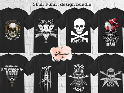 Skull T-Shirt Design Bundle 1 banner design illustration minimal t shirt typography vector