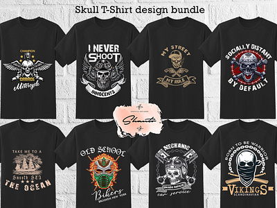 Skull T-Shirt Design Bundle 2 banner branding design illustration minimal skull