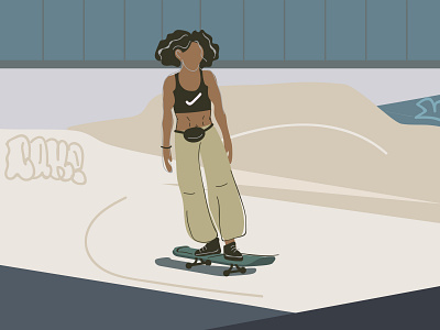 Skater betty casual design female feminism girl illustration lifestyle series skateboard skateboarding skater sport streetstyle urban vector woman
