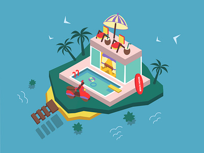 Villa in Bali isometric style