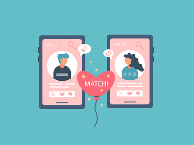 Online dating character conversation couple date dating design digital flat illustration love match online online dating people illustration relation relationship vector