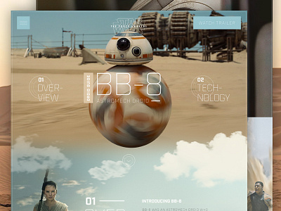 Star Wars BB-8 Droid Guide bb 8 clean concept droid star wars typography ui ux web web design web site website