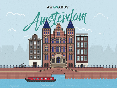 Amsterdam Illustration ai amsterdam building canal city conference event flat illustration illustrator illy vector