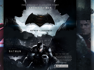 Batman vs Superman Concept batman concept dark film superheroes superman textured ui ux web web design website