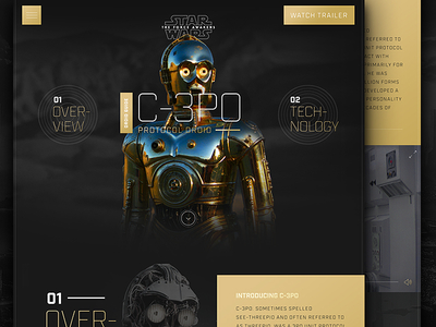 Star Wars C-3PO Droid Guide c 3po concept dark film gold star wars ui ux web web design website