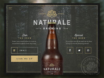 Naturale Brewing Co. Landing Page ale beer brewery craft nature textured ui ux web web design website