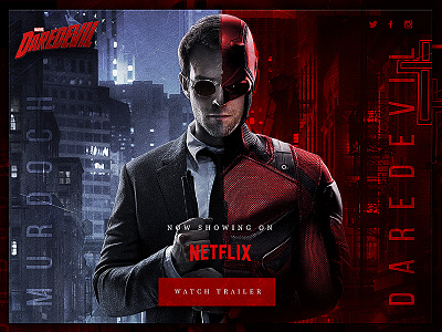 Daredevil Landing Page Concept concept daredevil dark film marvel superheroes textured ui ux web web design website