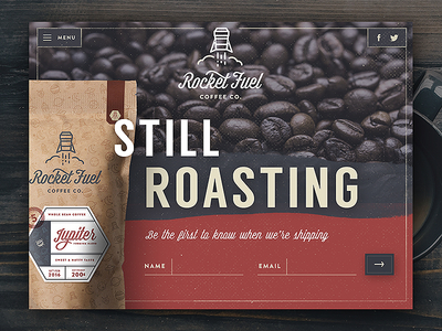 Rocketfuel Landing Page brand branding coffee daily ui landing page texture ui ux web web design website