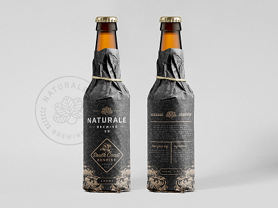 Naturale Brewing Co. Bottle Wrap ale beer bottle brand brand identity branding brewery brewing logo mock up packaging product design