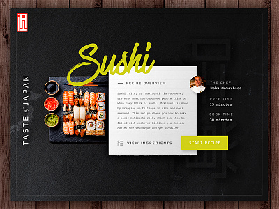 Sushi Recipe Tile 🍣 branding clean daily ui food recipe script typography ui ux web web design website