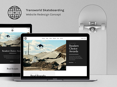 Transworld Skateboarding Redesign Preview clean gallery interface magazine minimal skateboard skateboarding ui web web design website