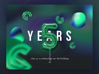 Fifth Birthday Promo clean gradients header ui web web design website