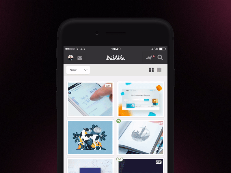 Dribbble App-tivity activity animation app design dribbble gif interaction interface ui