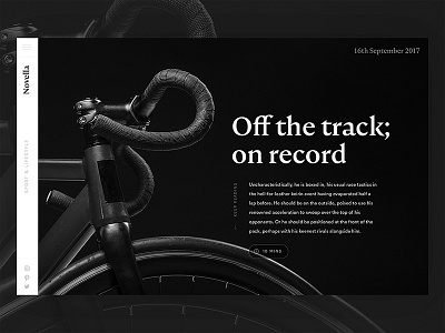 Novella Magazine Header Black Edition / Day 16 bike clean header magazine minimal serif simple typography ui ux web design website