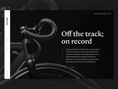 Novella Magazine Header Black Edition / Day 16 bike clean header magazine minimal serif simple typography ui ux web design website