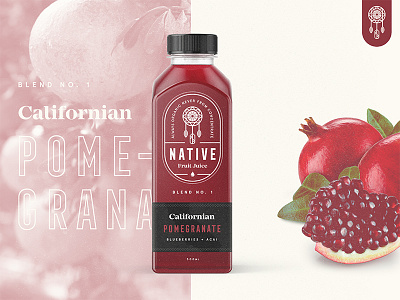 Native Juice Blend No.1 / Day 22 badge brand branding fruit juice logo mark packaging pomegranate stamp typography web design