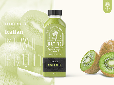 Native Juice Blend No.2 🥝 / Day 23 badge brand branding fruit juice kiwi logo mark native packaging stamp typography